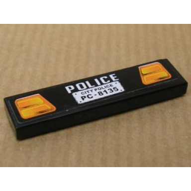 black tile 1 x 4 with taillights police and city police pc-8135 pattern sticker - set 8135