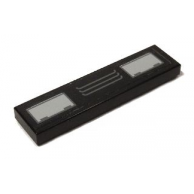 black tile 1 x 4 with gray grille and rectangles pattern sticker - set 5973