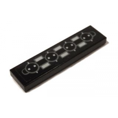 black tile 1 x 4 with gray circles and rectangles pattern sticker - set 5973