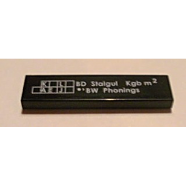 black tile 1 x 4 with bd stalgul kgb m² bw phonings pattern sticker - set 7898