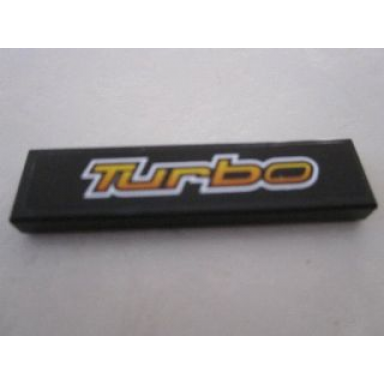 black tile 1 x 4 with turbo on black background pattern sticker - set 8495