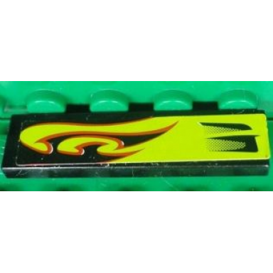 black tile 1 x 4 with lime swirls and air intake pattern model left side sticker - set 8681