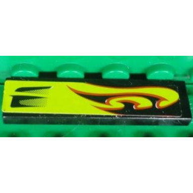 black tile 1 x 4 with lime swirls and air intake pattern model right side sticker - set 8681