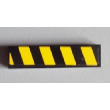 black tile 1 x 4 with black and yellow danger stripes pattern model right side sticker - set 8295