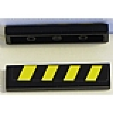 black tile 1 x 4 with black and yellow danger stripes pattern sticker - set 7885