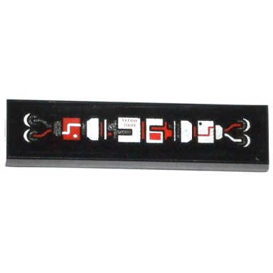 black tile 1 x 4 with wires nitro 3000 and red dark bluish gray and silver mechanical pattern sticker - set 70161