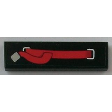 black tile 1 x 4 with red seat harness strap pattern model left side sticker - set 8156