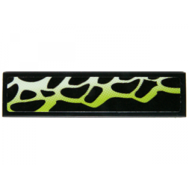black tile 1 x 4 with yellowish green and black scales pattern model right side sticker - set 70736