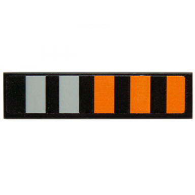 black tile 1 x 4 with orange and light bluish gray stripes pattern sticker - set 75102