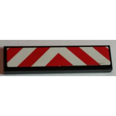 black tile 1 x 4 with red and white chevron danger stripes thick red in middle pattern sticker - sets 60022 60183