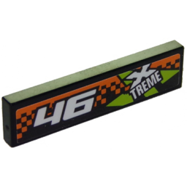 black tile 1 x 4 with 46 and xtreme logo pattern model left side sticker - set 60146