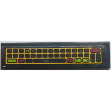 black tile 1 x 4 with bright light orange lime and magenta keyboard panel on transparent background pattern sticker - set 79117
