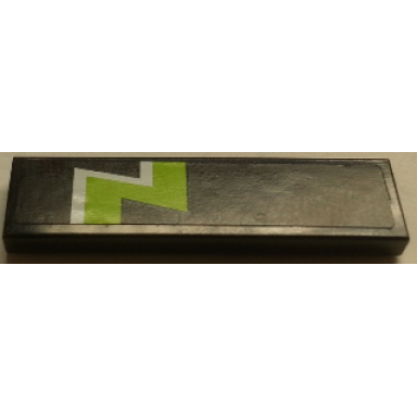 black tile 1 x 4 with lime and white zigzag stripe on black background pattern sticker - set 8154
