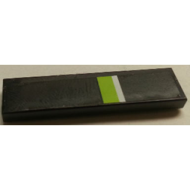 black tile 1 x 4 with lime and white stripe on black background pattern sticker - set 8154