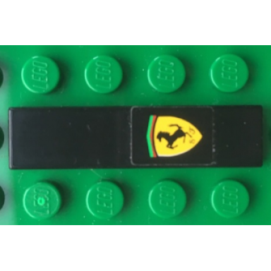 black tile 1 x 4 with ferrari logo pattern sticker - set 2556