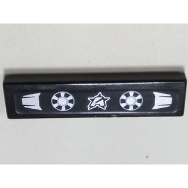 black tile 1 x 4 with silver ultra agents logo pattern sticker - set 70165