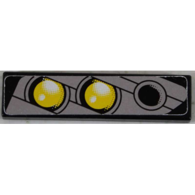 black tile 1 x 4 with double yellow headlight left pattern sticker - set 8458