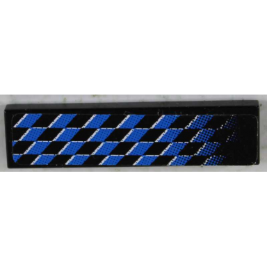black tile 1 x 4 with fading blue checkered pattern right sticker - set 8458