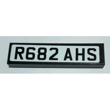black tile 1 x 4 with r682 ahs on white background pattern sticker - set 10242