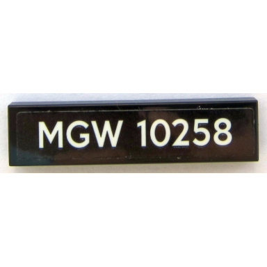 black tile 1 x 4 with white mgw 10258 on black background pattern sticker - set 10258