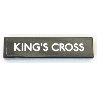 black tile 1 x 4 with white kings cross on black background pattern sticker - set 75955