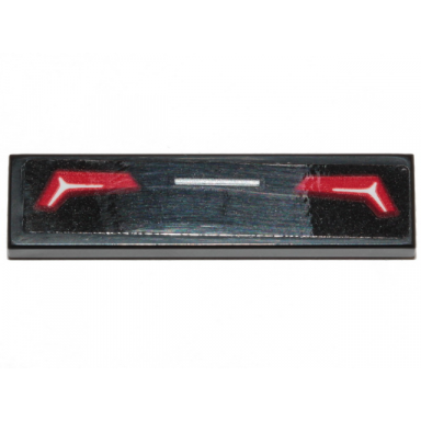 black tile 1 x 4 with red taillights and silver stripe pattern sticker - set 30342