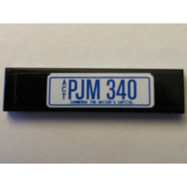 black tile 1 x 4 with pjm 340 on black background pattern sticker - set 10242
