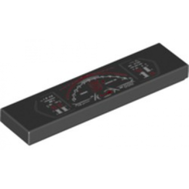 black tile 1 x 4 with lamborghini dashboard gauges pattern