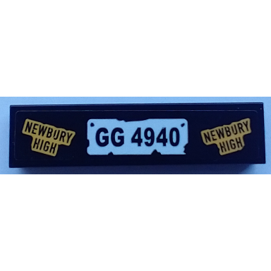 black tile 1 x 4 with newbury high and gg 4940 pattern sticker - set 70423