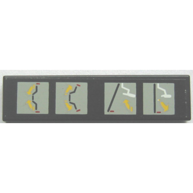 black tile 1 x 4 with arm and grabber lever control pattern sticker - set 8443