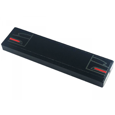 black tile 1 x 4 with brakes lights with red and dark silver lines pattern sticker - set 76902