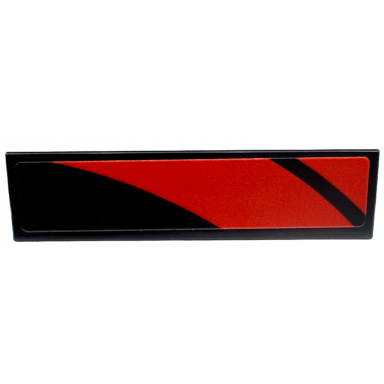 black tile 1 x 4 with red curved stripes pattern model left side sticker - set 76916