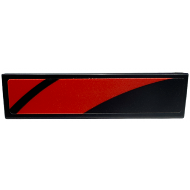 black tile 1 x 4 with red curved stripes pattern model right side sticker - set 76916