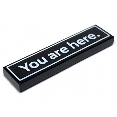 black tile 1 x 4 with white you are here and border pattern