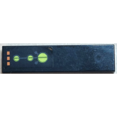black tile 1 x 4 with orange lights lime circles and dark bluish gray circuitry pattern sticker - set 7649