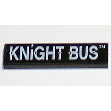 black tile 1 x 4 with white knight bus pattern