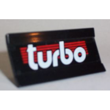 black vehicle spoiler plow blade 6 x 3 with hinge with white turbo on red stripes pattern sticker - set 6639