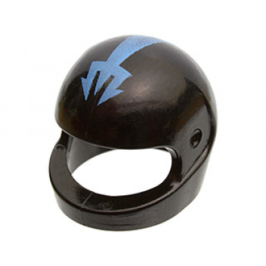 black minifigure headgear helmet motorcycle standard with medium blue trident pattern aquaraiders ii