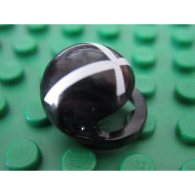 black minifigure headgear helmet motorcycle standard with white x pattern