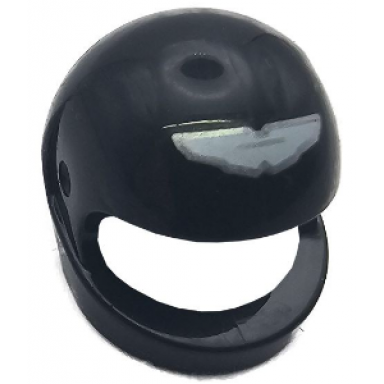 minifigure headgear helmet motorcycle standard with silver and white aston martin logo pattern