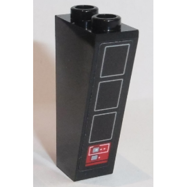 black slope inverted 75 2 x 1 x 3 with gray rectangles and red rectangle with white buttons pattern sticker - set 75190