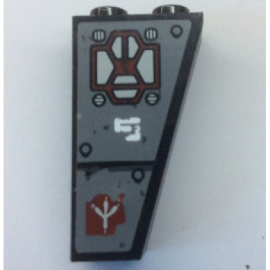 black slope inverted 75 2 x 1 x 3 with line dots and thin footprint pattern model back left side sticker - set 70009