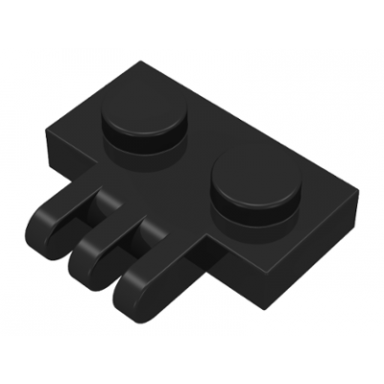 black hinge plate 1 x 2 with 3 fingers on side
