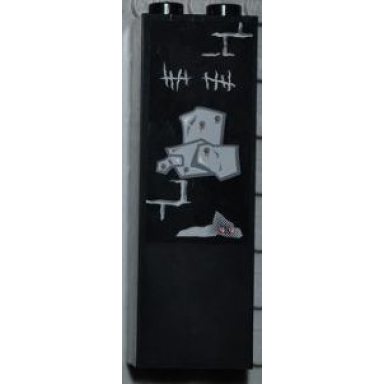 black brick 1 x 2 x 5 with metal plates wall repairs and counting notches pattern sticker - set 2505