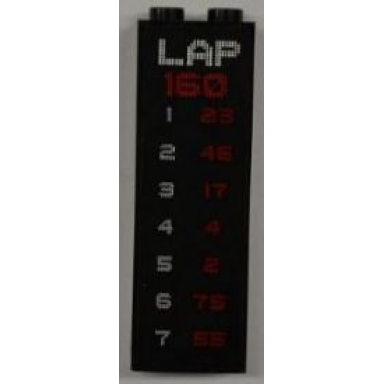 black brick 1 x 2 x 5 with race lap and leaderboard pattern on both sides stickers - set 8125
