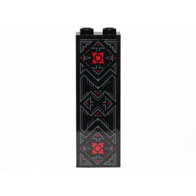 black brick 1 x 2 x 5 with red and gray sw sith ornament pattern sticker - set 75251