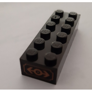 black brick 2 x 6 with train logo gold with gold outline pattern on both ends stickers - set 3225