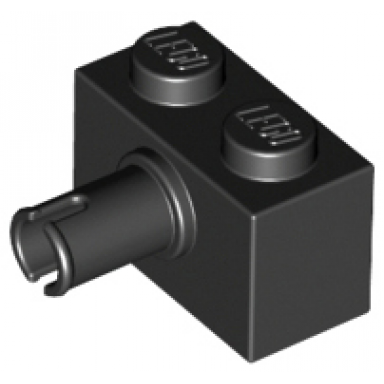 black brick modified 1 x 2 with pin