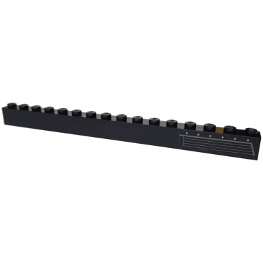 black brick 1 x 16 with dark bluish gray vents and rivets pattern model left side sticker - set 7786