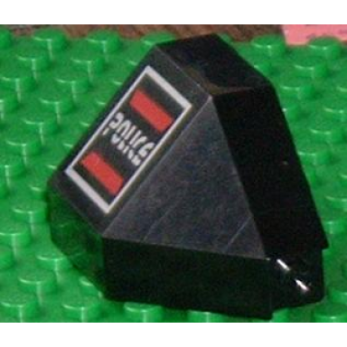 black panel 3 x 3 x 6 corner convex with space police i logo pattern model right side